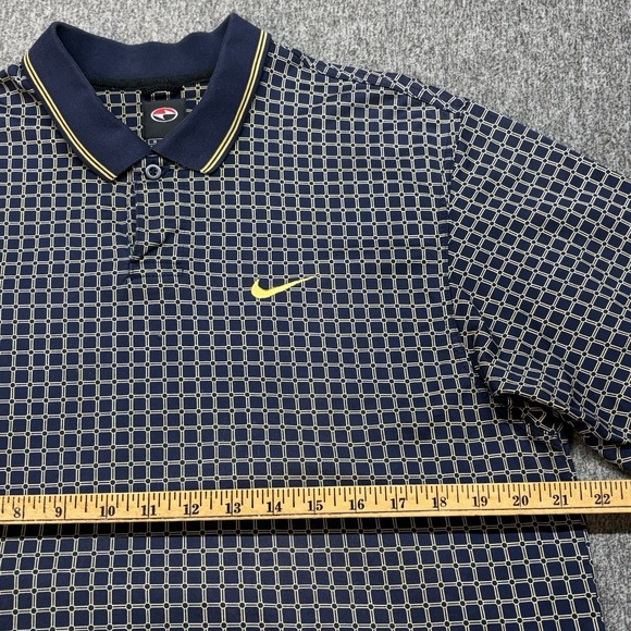 Vintage Nike Tiger Woods Polo Shirt Mens M Blue Plaid Slam Yin Yang Golf 90s Y2K - Picture 5 of 11
